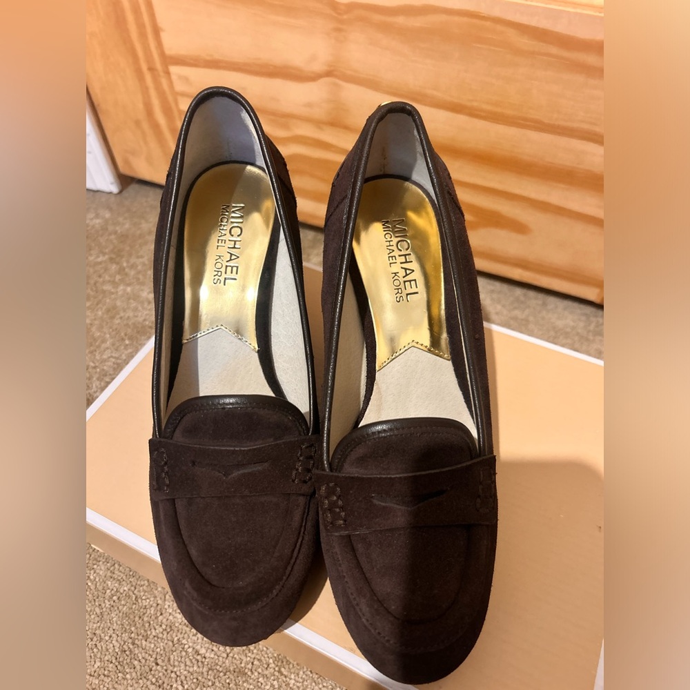 Michael Kors Dark Brown Suede Loafers